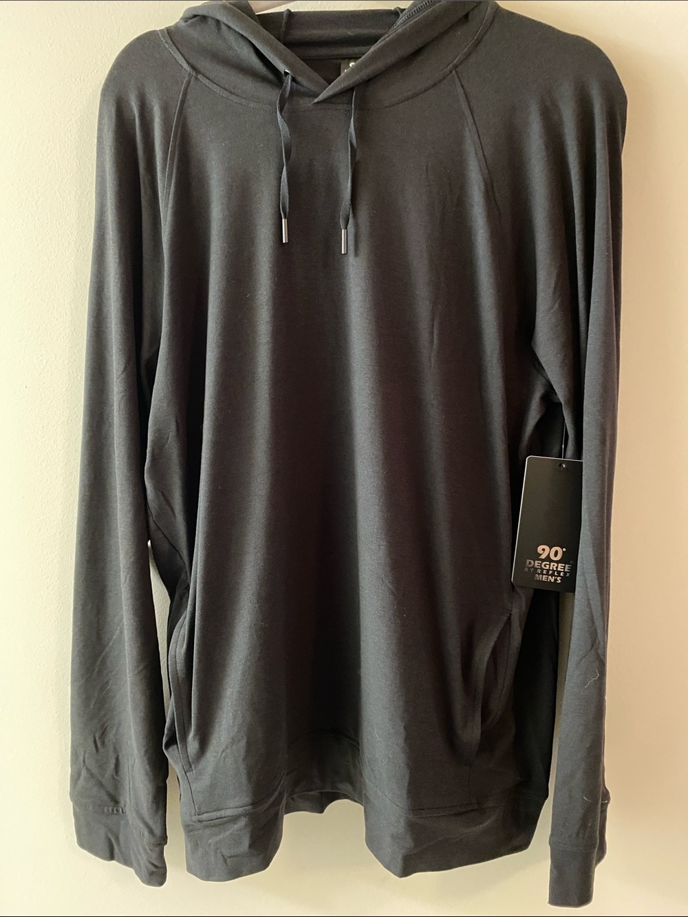 90 Degree By Reflex Men’s Black Pullover Hoodie with Drawstring